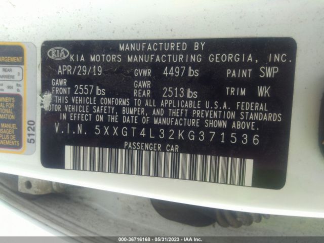 5XXGT4L32KG371536 KIA Optima Lx