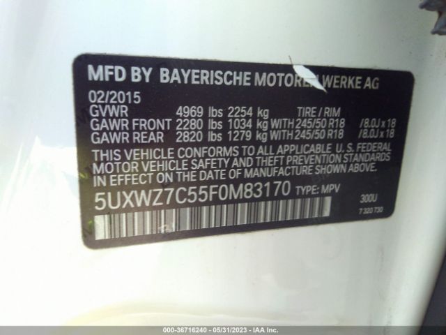 5UXWZ7C55F0M83170 BMW X3 Sdrive28i