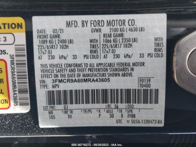 3FMCR9A60MRA43605 Ford Bronco Sport Base