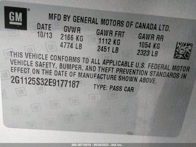 Chevrolet IMPALA LT 2014 2G1125S32E9177187 Image 10