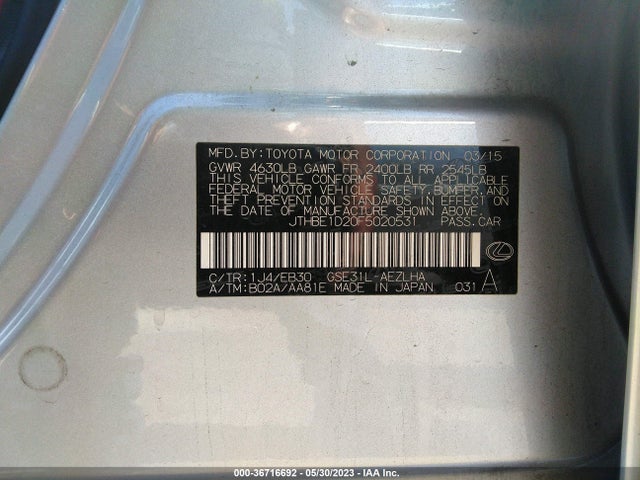Lexus IS 350 2015 JTHBE1D20F5020531 Image 9