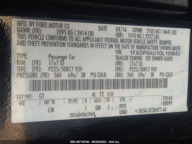 1FADP5AU1GL109853 Ford C-max Hybrid Se