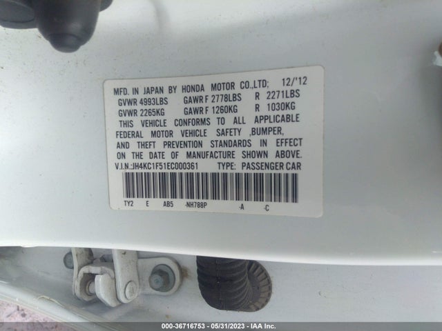 2014 ACURA RLX TECH PKG VIN: JH4KC1F51EC000361