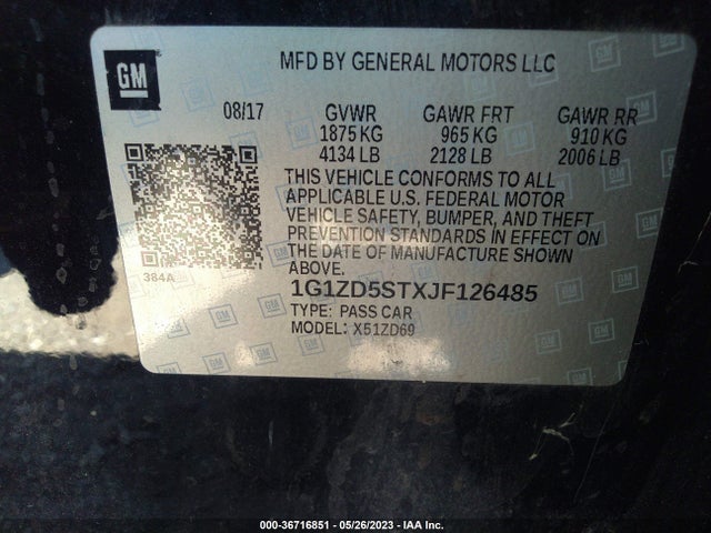 Chevrolet MALIBU LT 2018 1G1ZD5STXJF126485 Image 11
