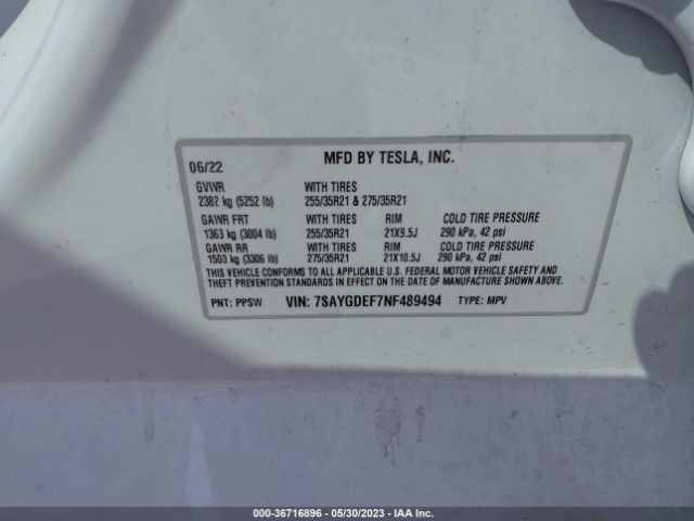 7SAYGDEF7NF489494 Tesla Model Y Performance