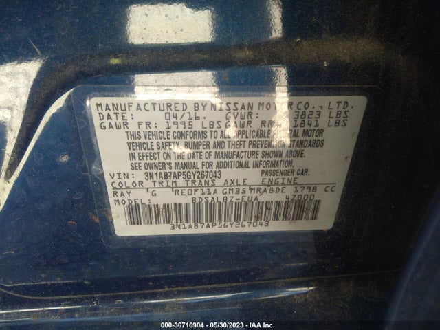 Nissan SENTRA S 2016 3N1AB7AP5GY267043 Image 9