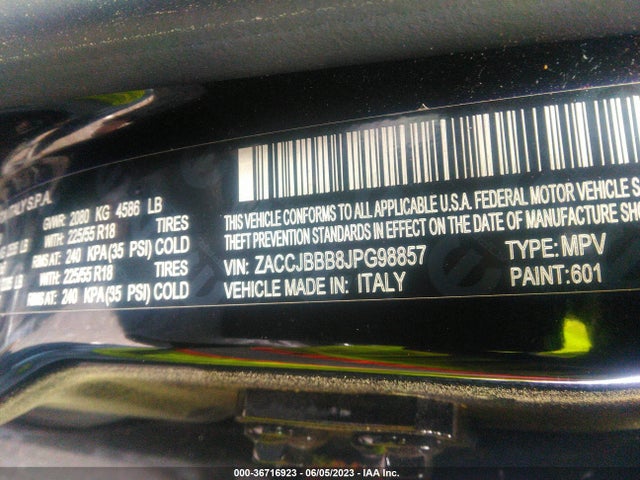 ZACCJBBB8JPG98857 Jeep Renegade Altitude