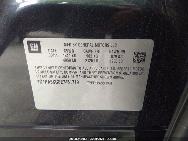 Chevrolet CRUZE LS 2014 1G1PA5SG8E7451719 Image 9