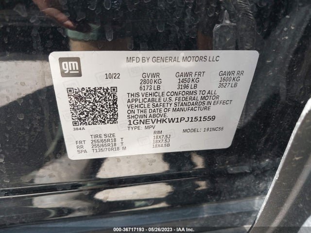 Chevrolet Traverse Lt Leather 2023 1GNEVHKW1PJ151559 Image 10