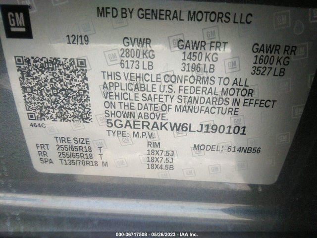 5GAERAKW6LJ190101 Buick Enclave Preferred