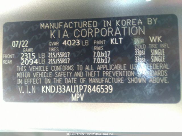 KNDJ33AU1P7846539 KIA SOUL EX