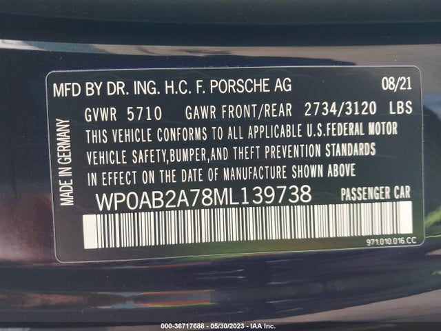 2021 Porsche Panamera, VIN: WP0AB2A78ML139738