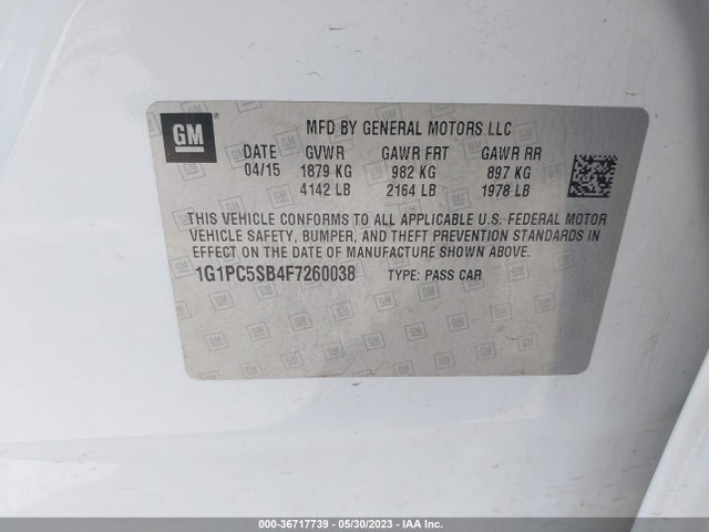 Chevrolet CRUZE LT 2015 1G1PC5SB4F7260038 Image 9