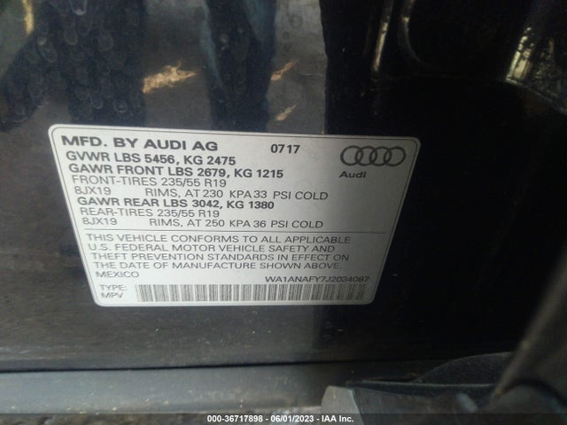 WA1ANAFY7J2034087 Audi Q5 Premium/tech Premium