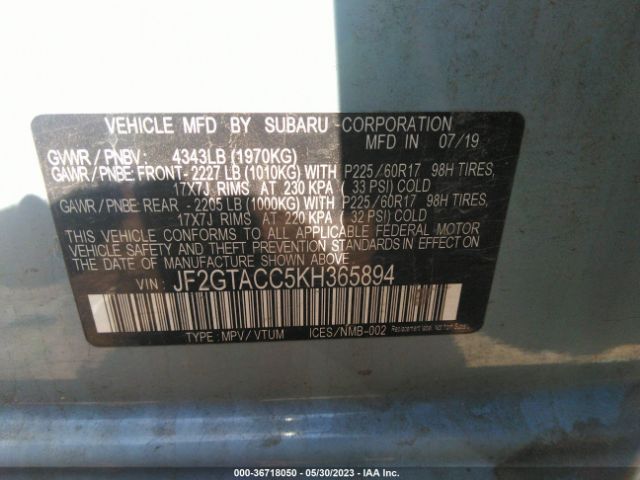 JF2GTACC5KH365894 Subaru Crosstrek Premium
