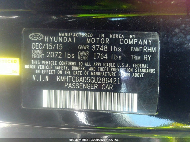 Hyundai VELOSTER 2016 KMHTC6AD5GU286421 Image 9