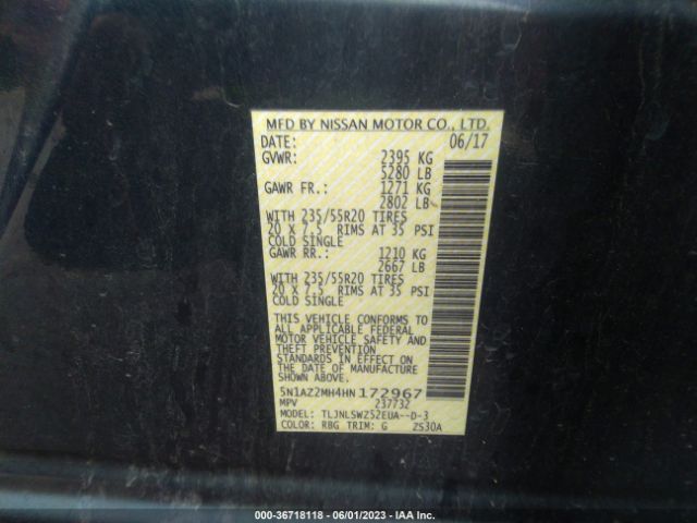 5N1AZ2MH4HN172967 Nissan Murano Platinum