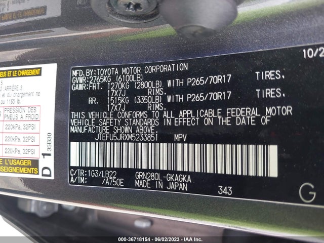 Toyota 4runner Sr5 Premium 2021 JTEFU5JRXM5233851 Image 9