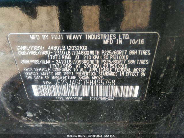 JF2SJAGC7HH495758 Subaru Forester Premium