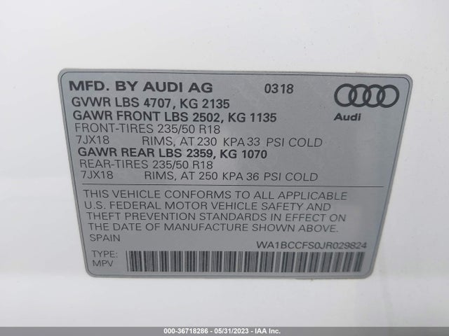 WA1BCCFS0JR029824 Audi Q3 Premium/sport Premium