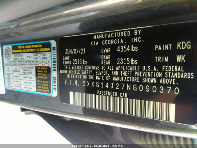 5XXG14J27NG090370 KIA K5 LXS