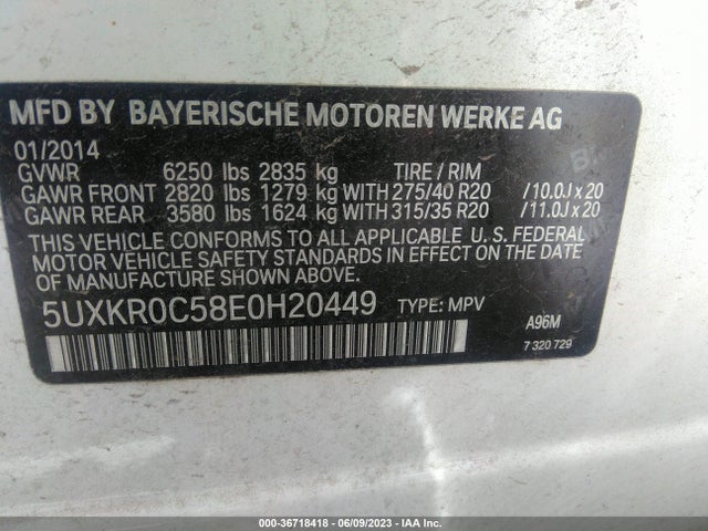 5UXKR0C58E0H20449 BMW X5 Xdrive35i