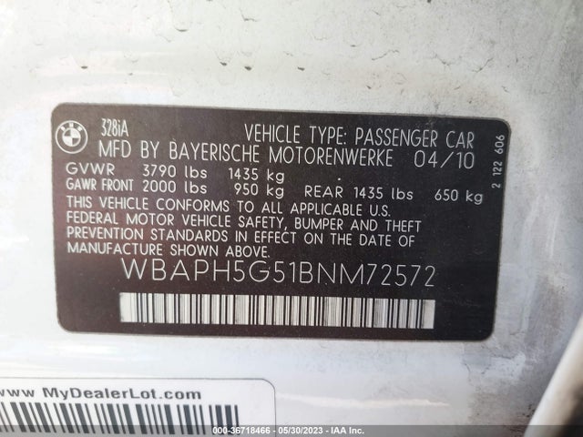 Aukcja sprzedaży 2011 Bmw 3 Series 328i, vin: WBAPH5G51BNM72572, numer aukcji: 36718466