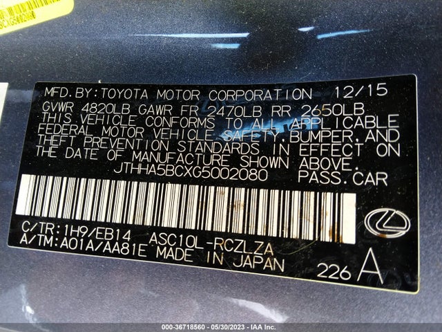Lexus RC 2016 JTHHA5BCXG5002080 Image 38
