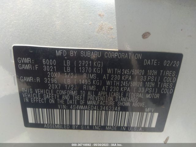 4S4WMAED4L3462348 Subaru Ascent Premium