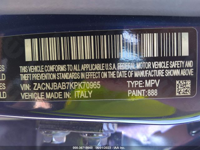 ZACNJBAB7KPK70965 Jeep Renegade Sport