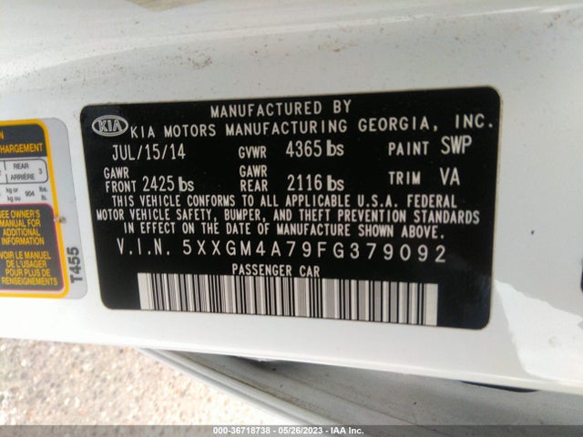 KIA Optima Lx 2015 5XXGM4A79FG379092 Image 9