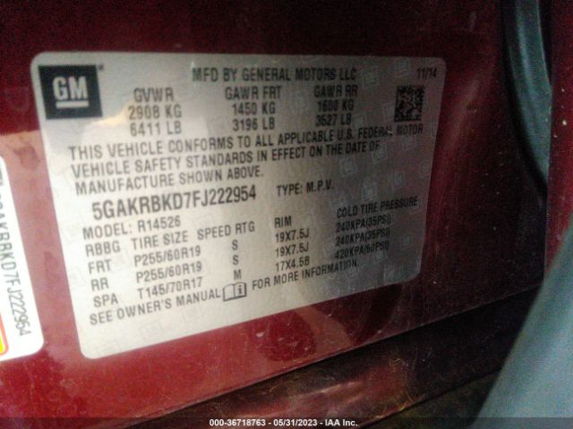 5GAKRBKD7FJ222954 Buick Enclave Leather