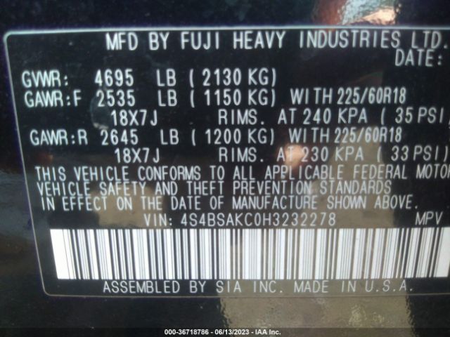4S4BSAKC0H3232278 Subaru Outback Limited