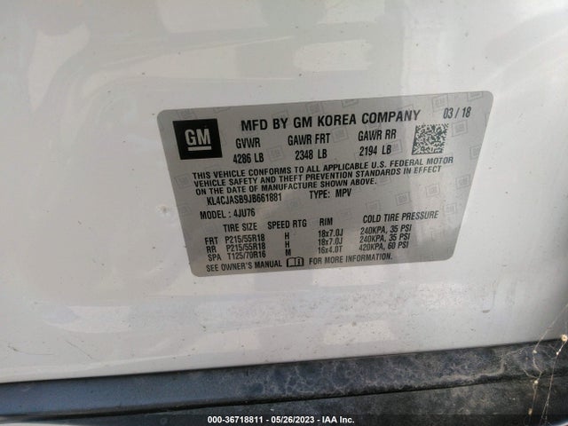 2018 BUICK ENCORE PREFERRED VIN: KL4CJASB9JB661881