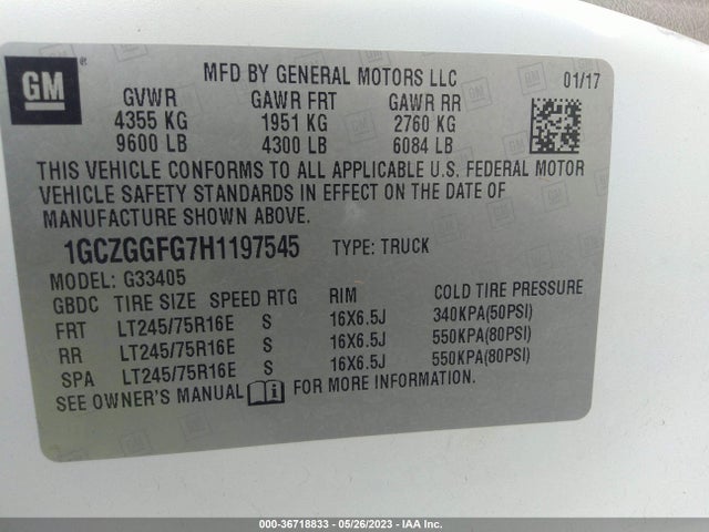 Chevrolet EXPRESS CARGO VAN 2017 1GCZGGFG7H1197545 Image 9