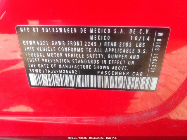 3VWD17AJ8FM354821 Volkswagen Jetta Sedan 1.8t Se