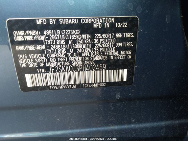JF2SKACC3PH402459 Subaru Forester