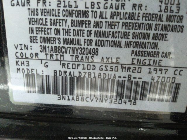 3N1AB8CV7NY320498 Nissan SENTRA SV