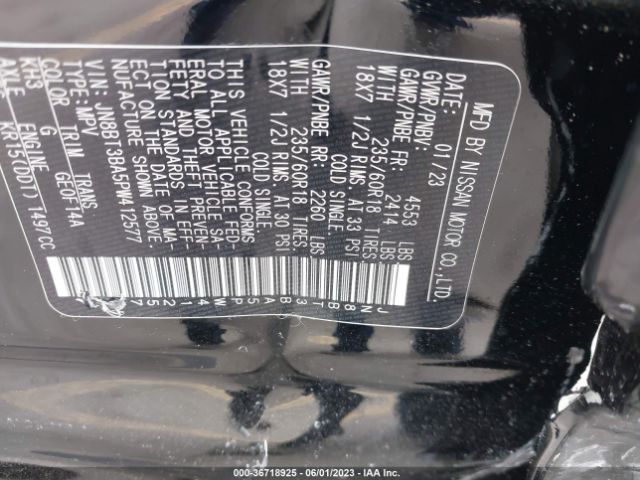JN8BT3BA5PW412577 Nissan ROGUE SV
