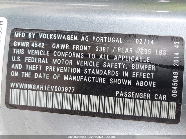 2014 Volkswagen Eos, VIN: WVWBW8AH1EV003977