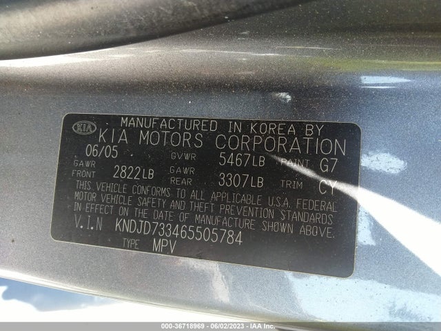 2006 KIA SORENTO LX/EX VIN: KNDJD733465505784