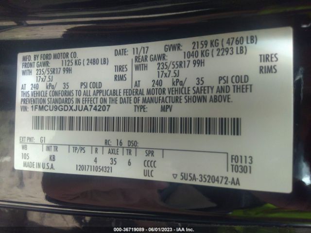 1FMCU9GDXJUA74207 Ford ESCAPE SE
