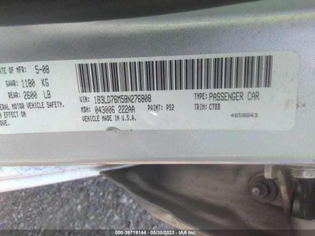 2008 DODGE AVENGER R/T VIN: 1B3LD76M58N276808