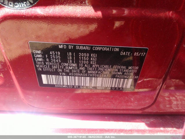 4S3BNAS67H3065147 Subaru Legacy Sport