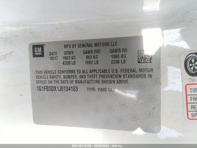 Chevrolet Camaro 1lt 2018 1G1FB3DX1J0134183 Image 9