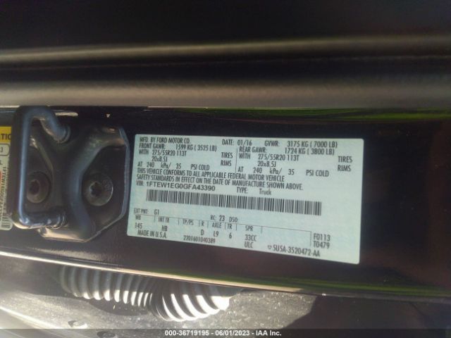 1FTEW1EG0GFA43390 Ford F-150 Lariat