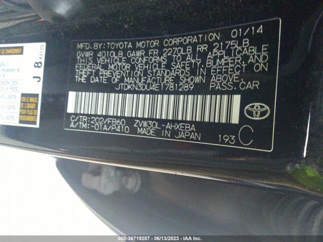 Toyota Prius Three 2014 JTDKN3DU4E1781289 Image 26