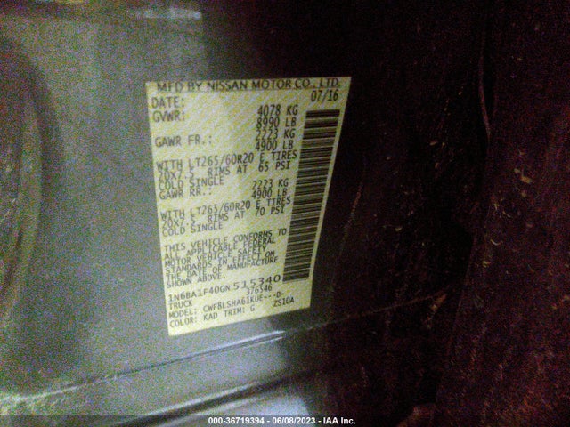 Nissan Titan Xd Sv 2016 1N6BA1F40GN515340 Image 11