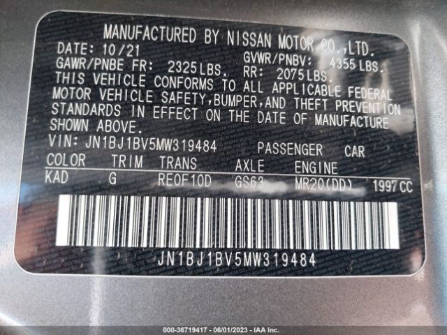 JN1BJ1BV5MW319484 Nissan Rogue Sport Sv