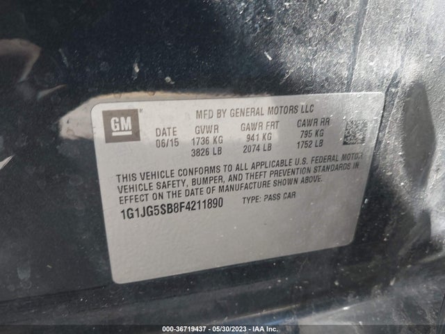 Chevrolet Sonic Rs 2015 1G1JG5SB8F4211890 Image 9